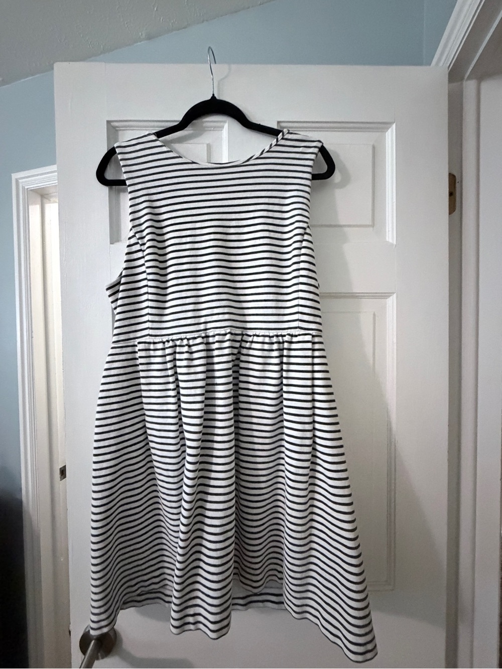 J. Crew Sleeveless Striped Midi Dress in Black & White